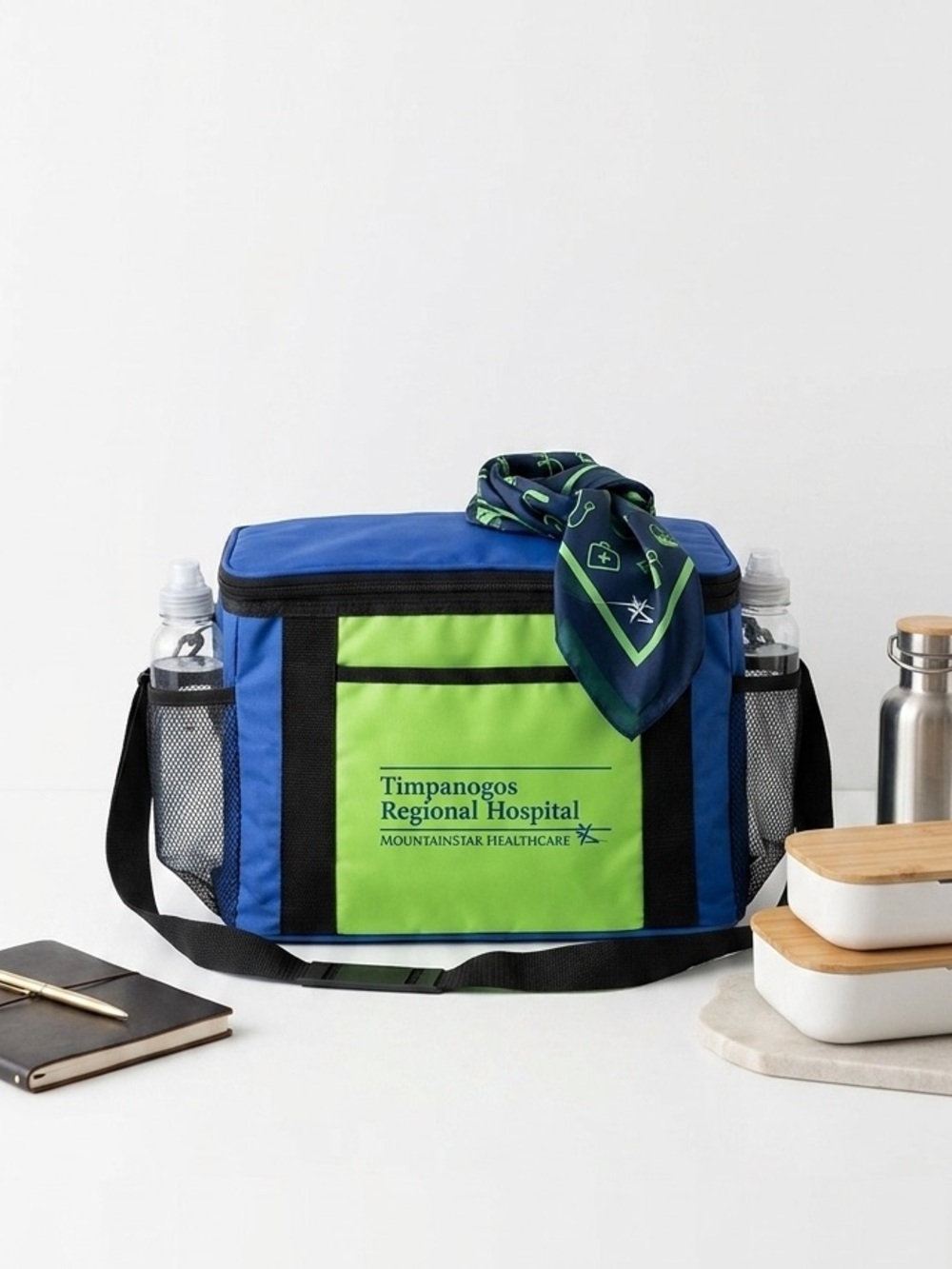 Blue and Green Thermal Bag